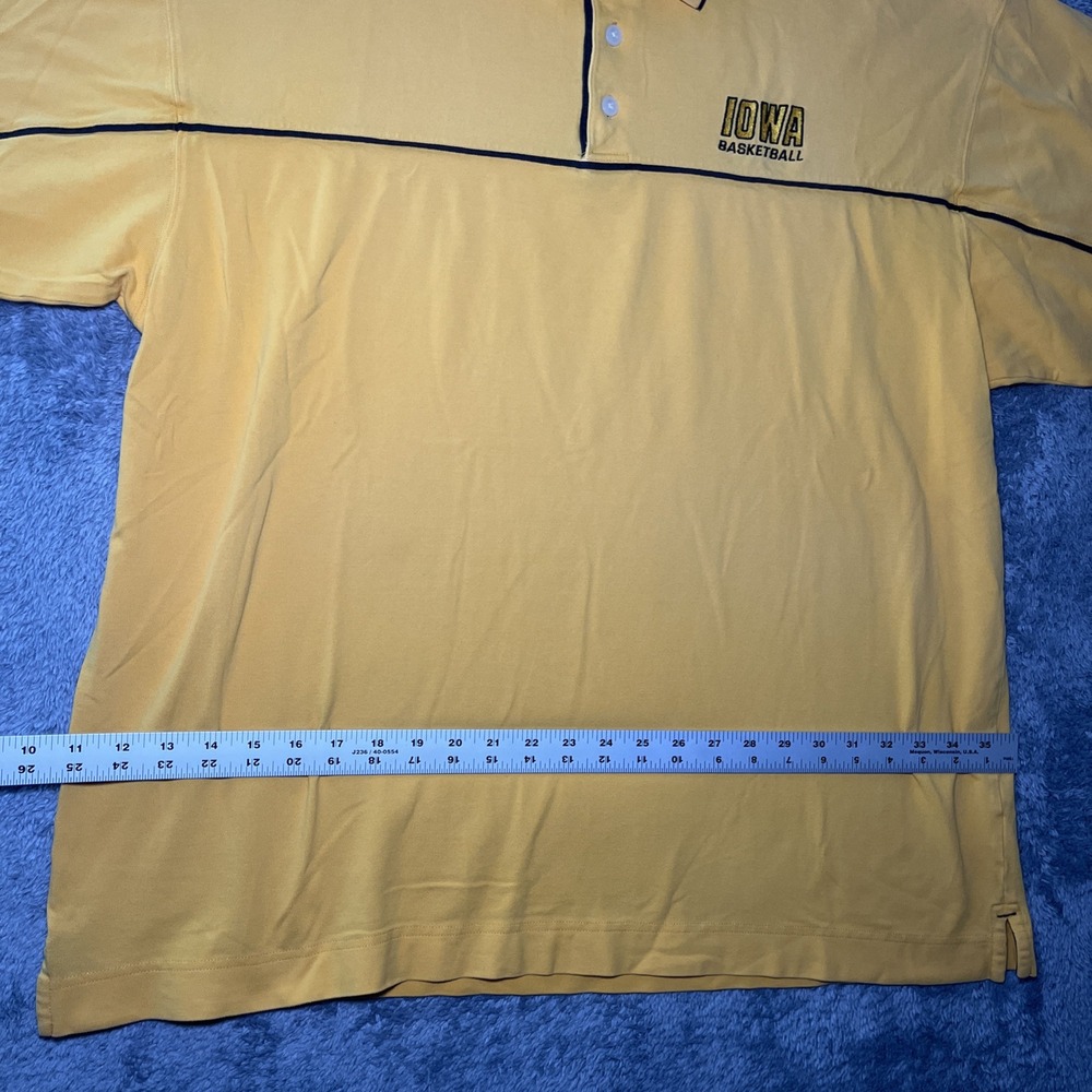 Cutter & Buck Men's VTG SZ XXL Short Sleeve Yellow Polo Iowa Basketball Logo - Picture 3 of 16
